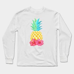 Pineapple and hibiscus flowers Long Sleeve T-Shirt